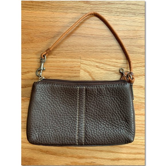 Coach Brown Pebbled Leather Wristlet - Picture 6 of 7